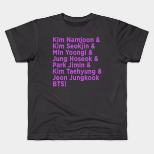 BTS Names Seven Men: Smooth Like Butter in Purple Kids T-Shirt